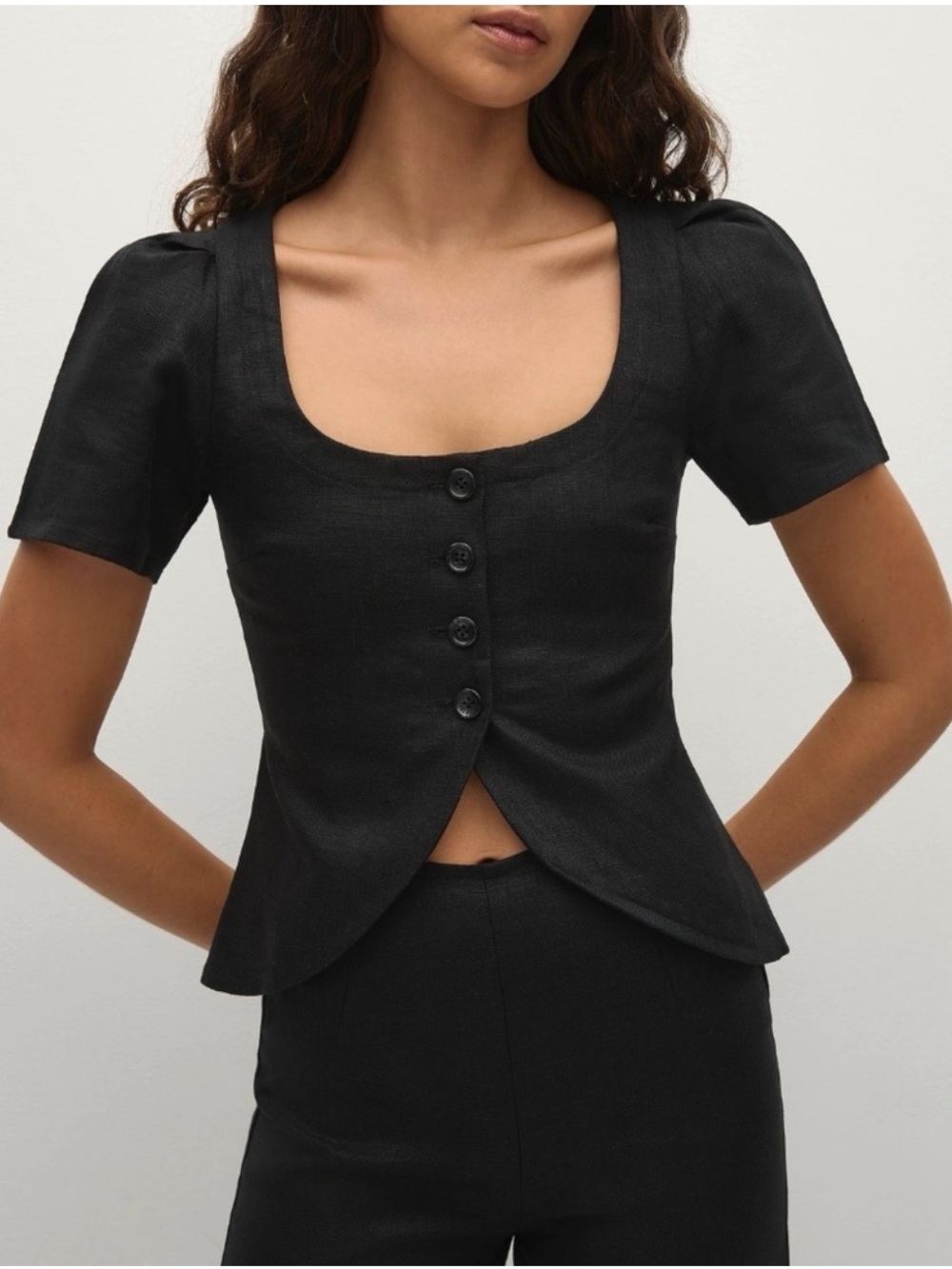Faithfull The Brand Emma Linen Vest Button Top Size 4